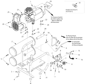 Air-Compressor Parts Diagram and Parts List for WL505812  Campbell Hausfeld Compressor